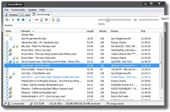 Graba radios de internet y recorta las pistas
