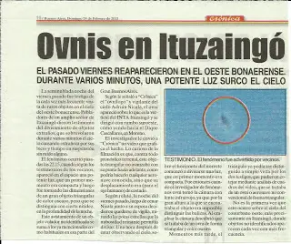 Ituzaingo es visitada por ovnis, así lo pública el diario