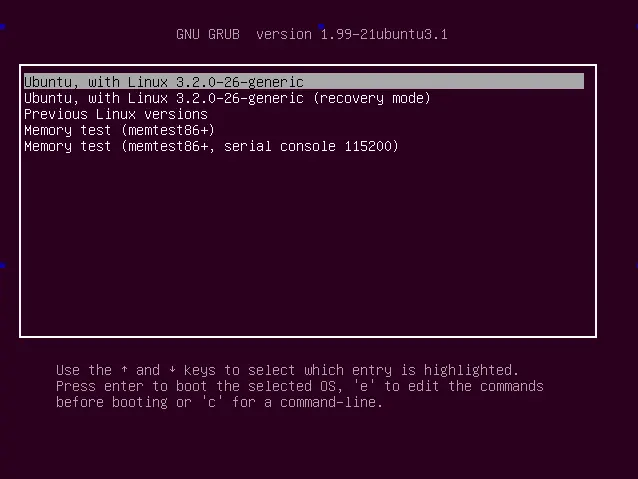 Ubuntu se cuelga al inicio: pantalla negra/violeta de la mue