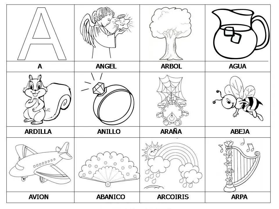 Vocabulario con imágenes para niños.