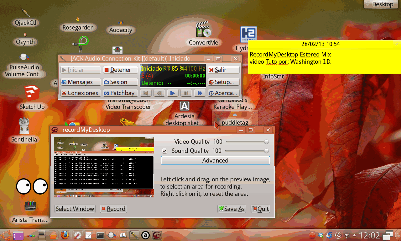 Estereo Mix con RecordMyDesktop y Jack en UbuntuStudio 12.04