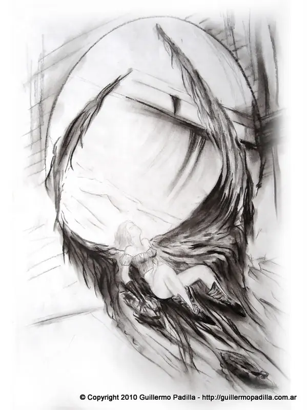 Ángeles, dibujos a lápiz y pinturas al Óleo