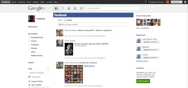 tener Facebook en Google+ con una la aplicacion!!