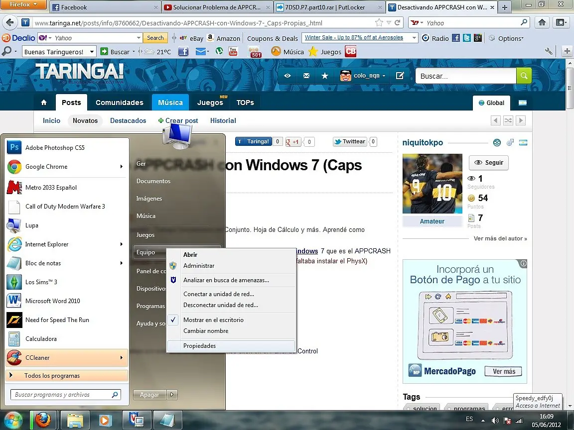 Solucionar appcrash!! windows 7 64 bits