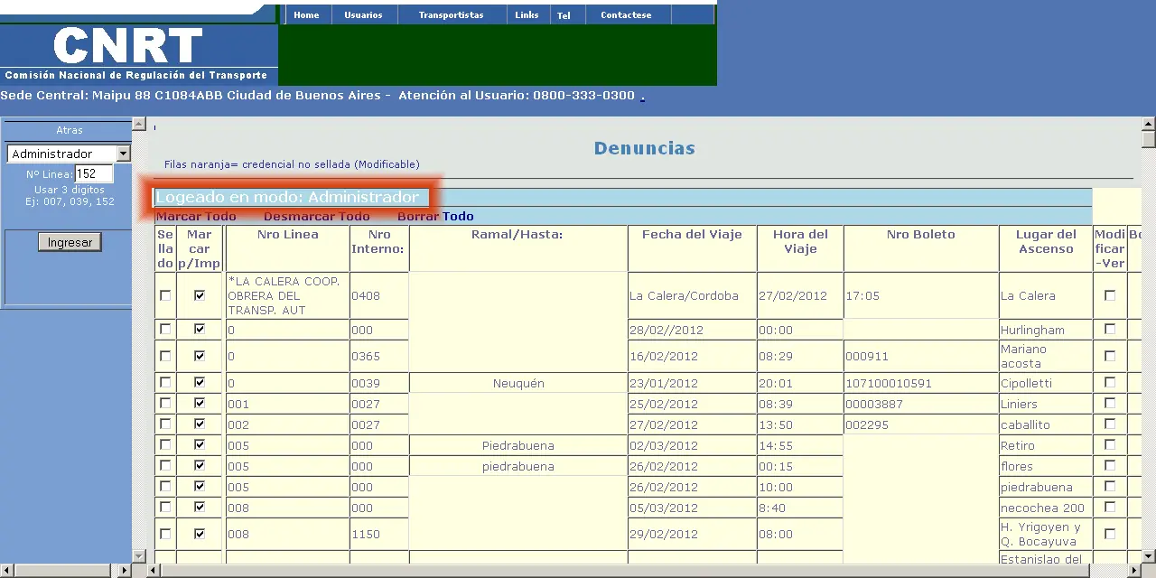 La web de la CNRT revela datos personales de denunciantes