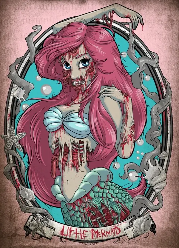 Tres imágenes darkness de las princesas Disney