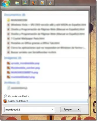 Buscar en Internet desde el menú Inicio de Windows 7