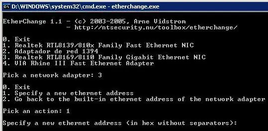 Clonar MAC Address