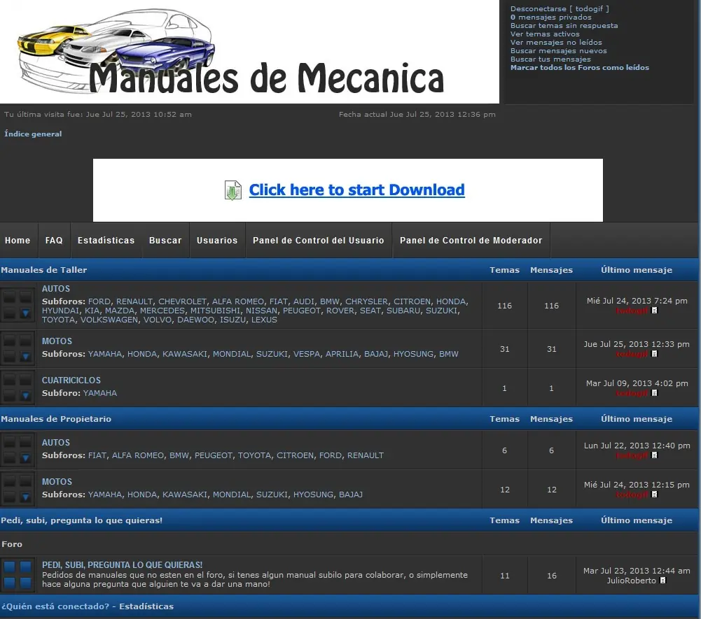 Baja gratis todos los Manuales de Taller para Autos y Motos