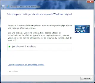Windows copia no original ( error 0x8004fe21)