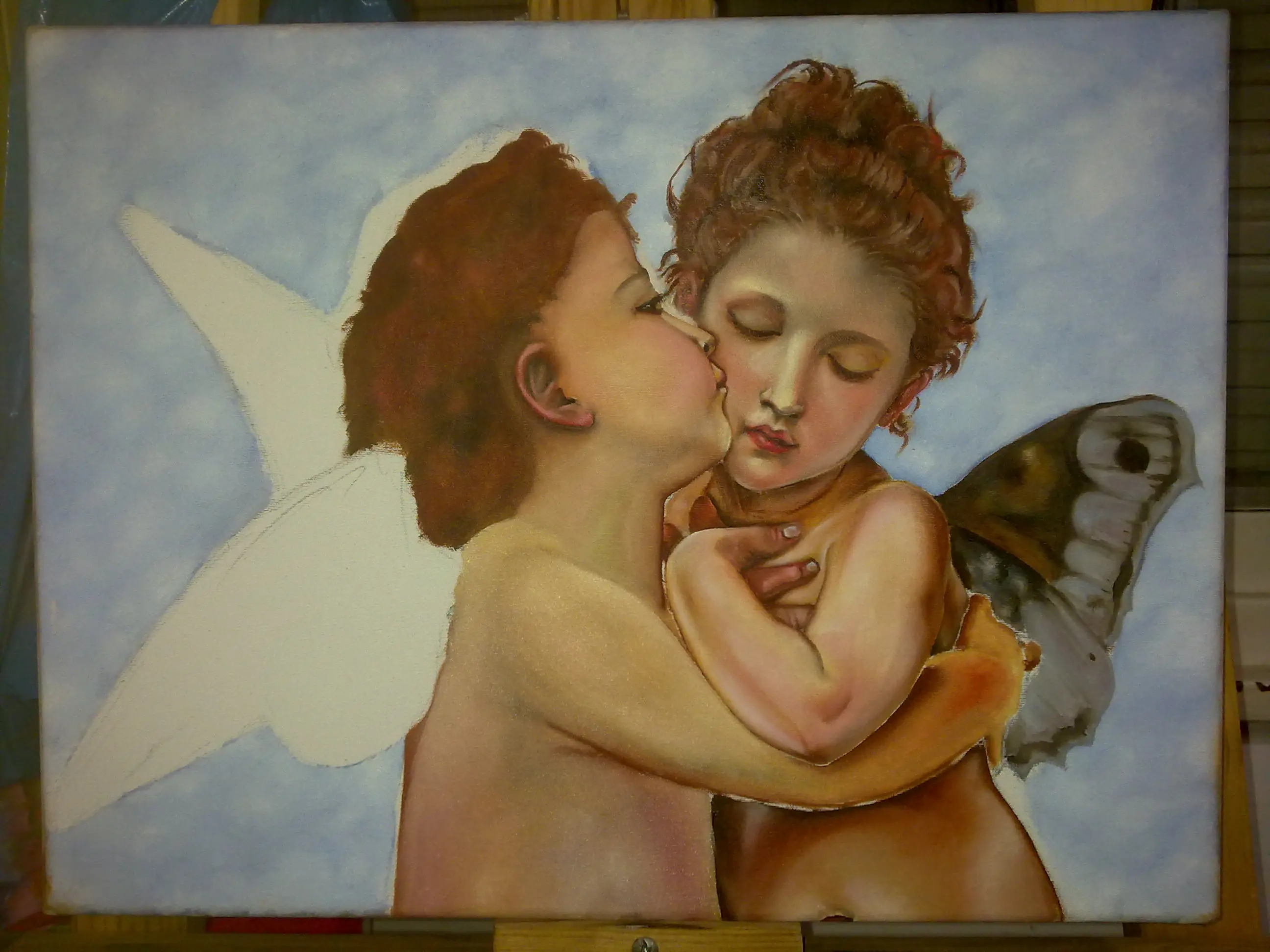 Cupido y Psique pintura en oleos (en etapas)