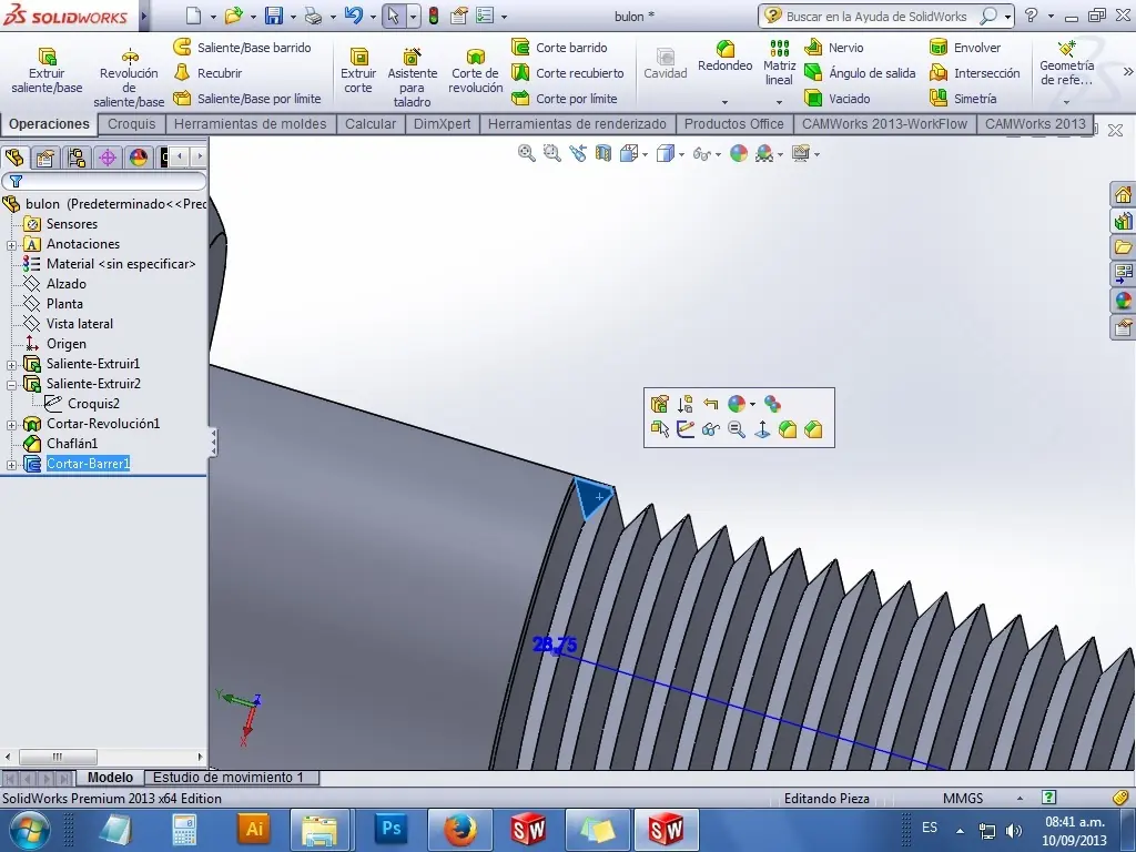 Solidworks: Hacer rosca [no cosmetica]