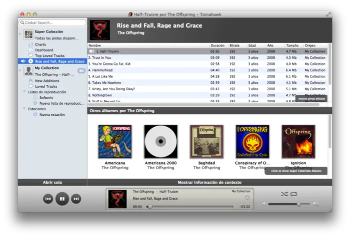 Tomahawk: Reproductor de música en streaming (multiplatafor