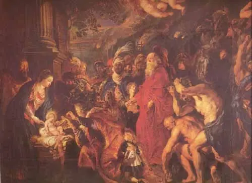 La adoracion de los Reyes Magos.