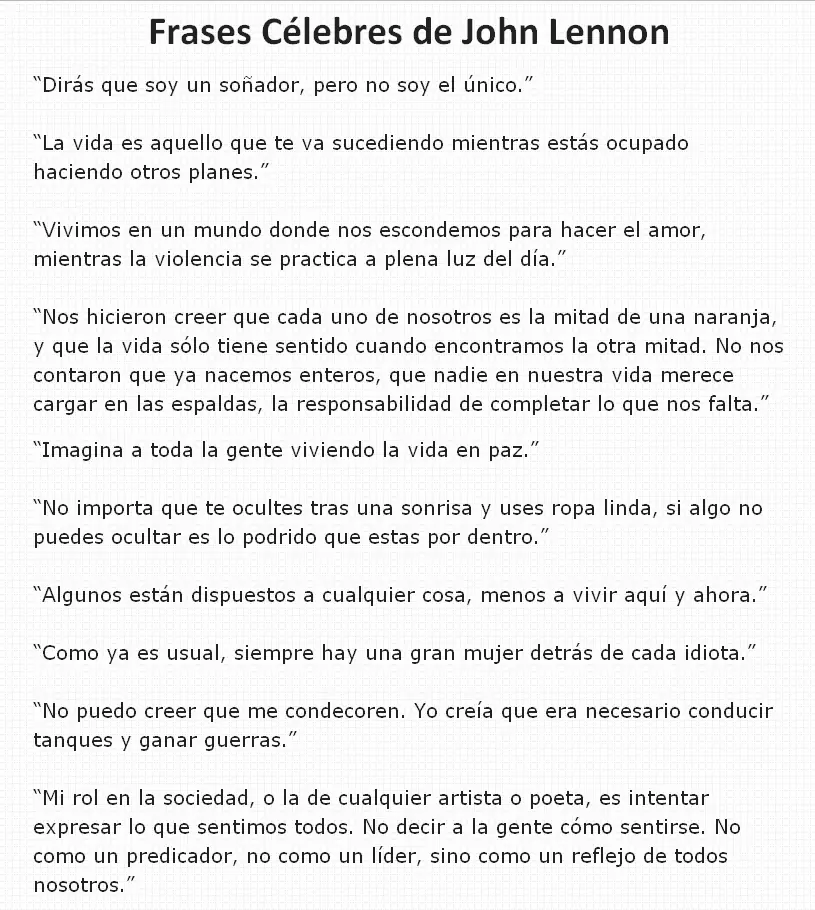 10 Frases Célebres de John Lennon
