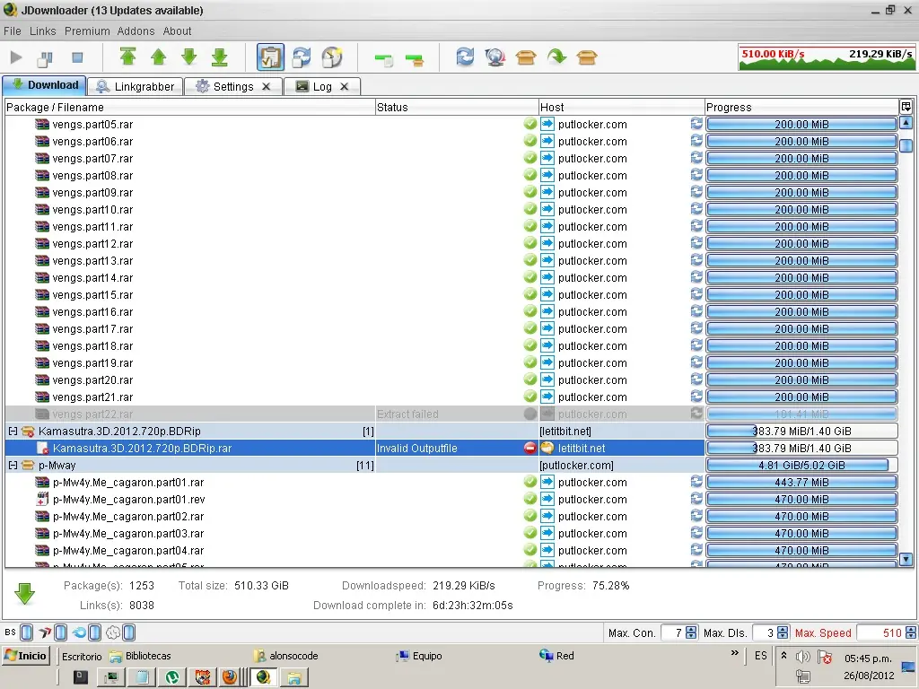 Jdownloader error: invalid outputfile ( solucion )
