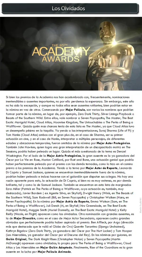 Pre-Óscars 2013 - Mi Review