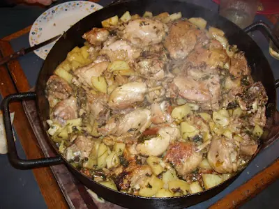 Pollo al disco. Una exelente comida para días de frio