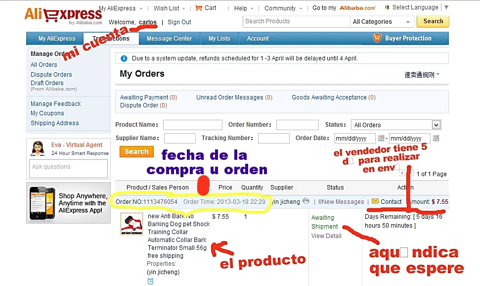 Compra en Aliexpress, de china a Perú Peru