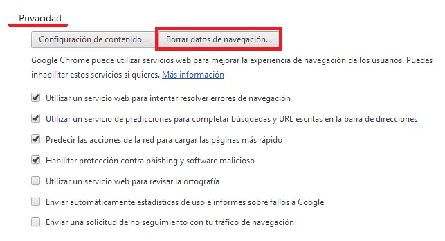 Problemas con Google Chrome