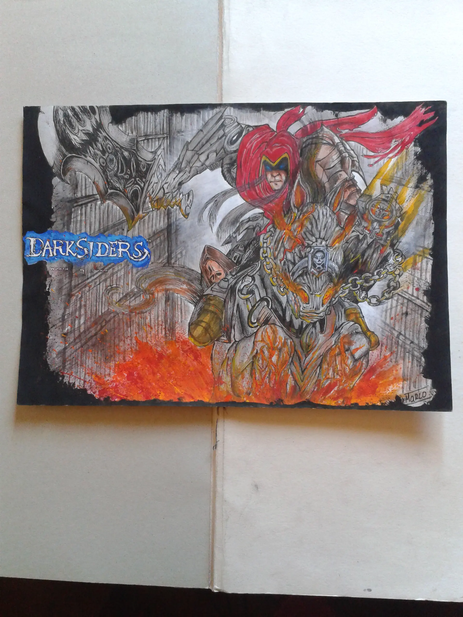 dibujando a muerte y a guerra darksiders(hecho por mi)