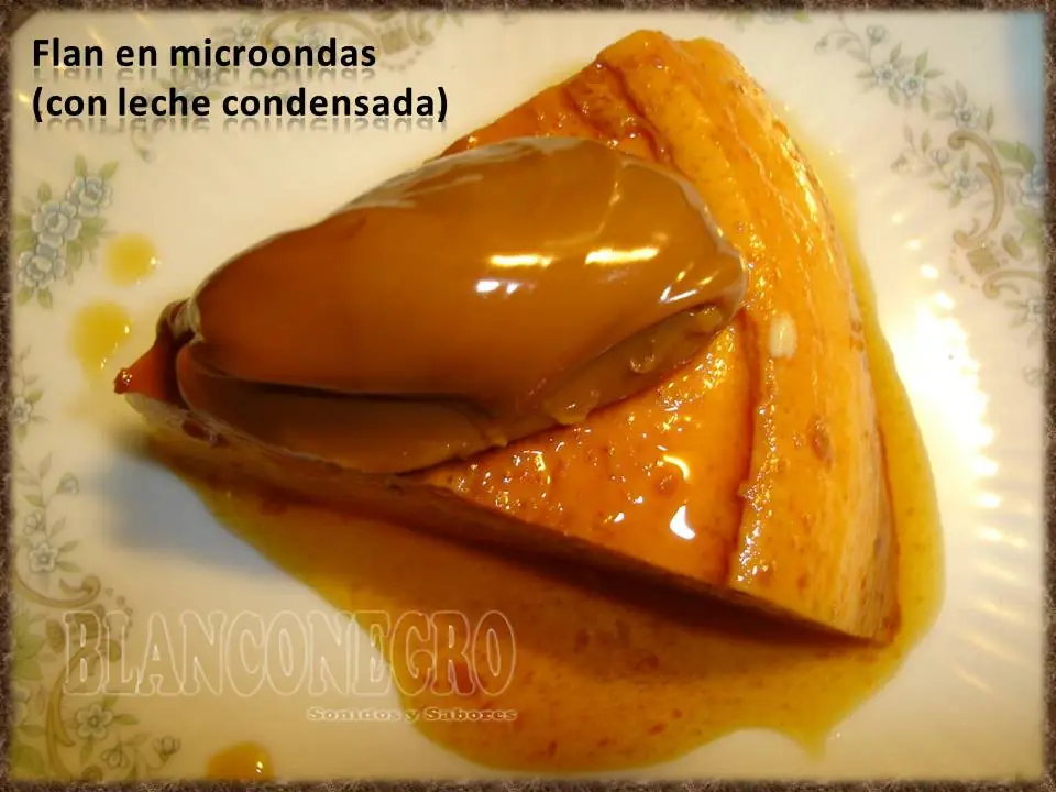 Flan en microondas, con leche condensada