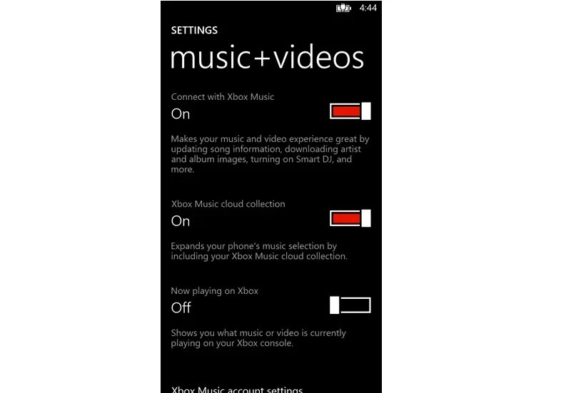 Xbox Music separado de SkyDrive en Windows Phone 8