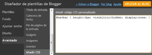 Eliminar la barra superior Blogger 2011 Nuevas Plantillas