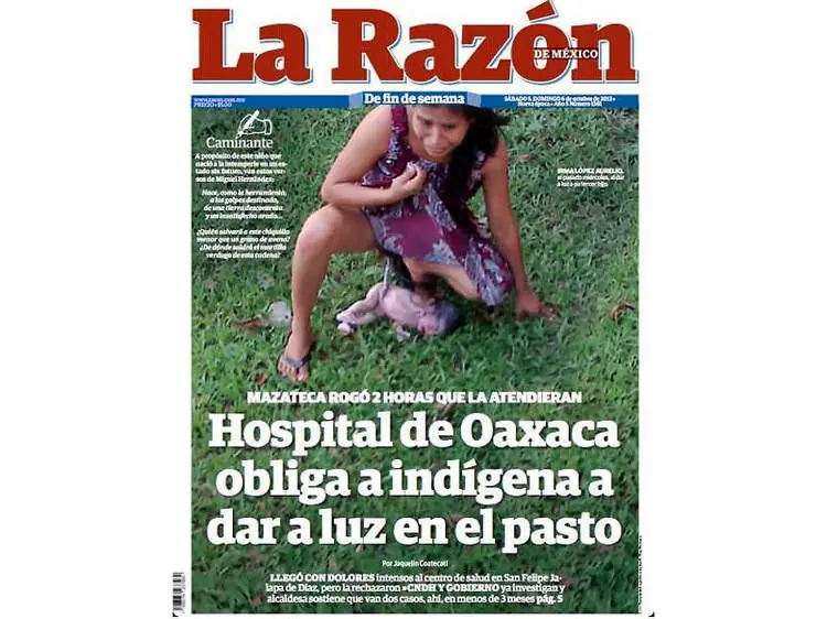 una indígena tuvo que parir sobre el césped