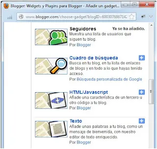 widgets para blogger