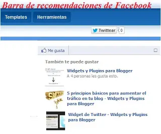 Como agregar la barra de recomendaciones de Facebook a Blogg