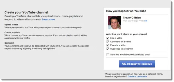 Google permite crear una cuenta en YouTube en perfil Google+
