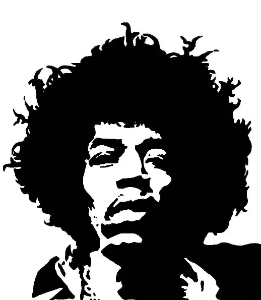 Jimi Hendrix - stencil en guitarra