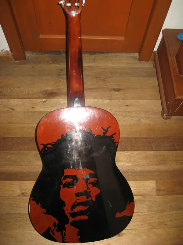 Jimi Hendrix - stencil en guitarra