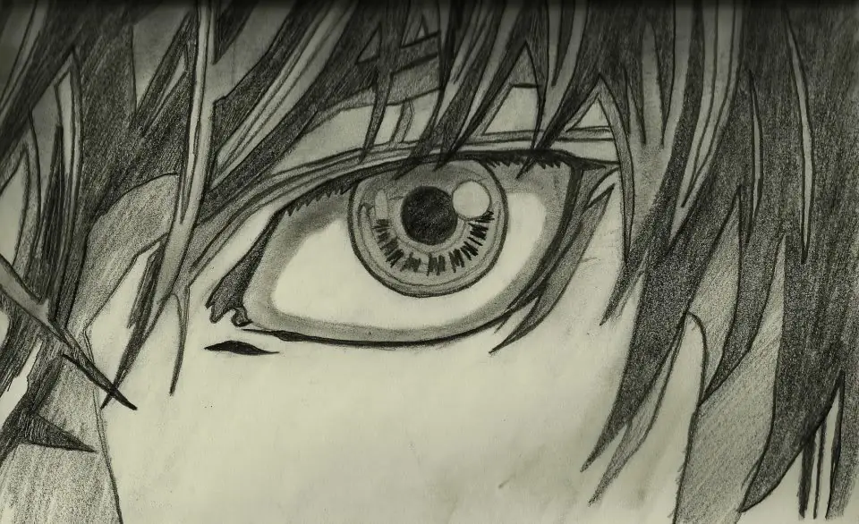Death Note: Mi Dibujo del Ojo de Kira(Light Yagami)! :D