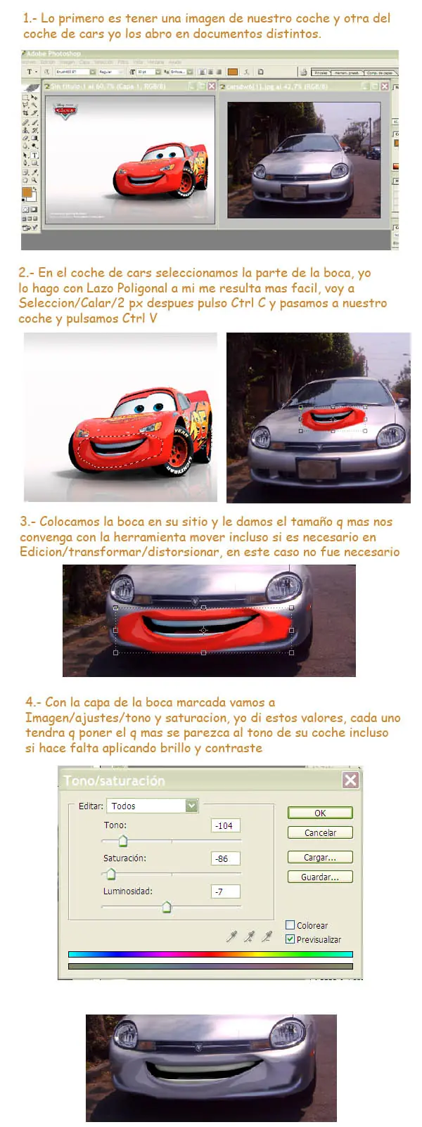 Convertì tu auto en un auto de la pelicula "cars&