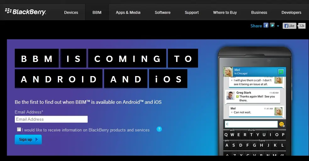 BlackBerry hoy relanza su chat Bbm para Android