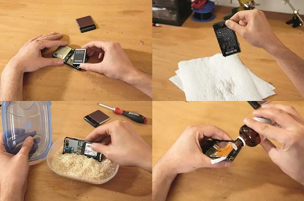 Como secar un teléfono celular mojado