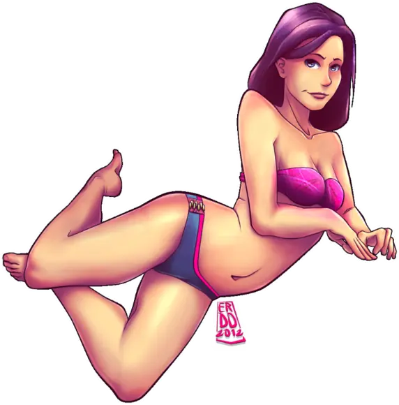 Chica posando en bañador (dibujo digital)