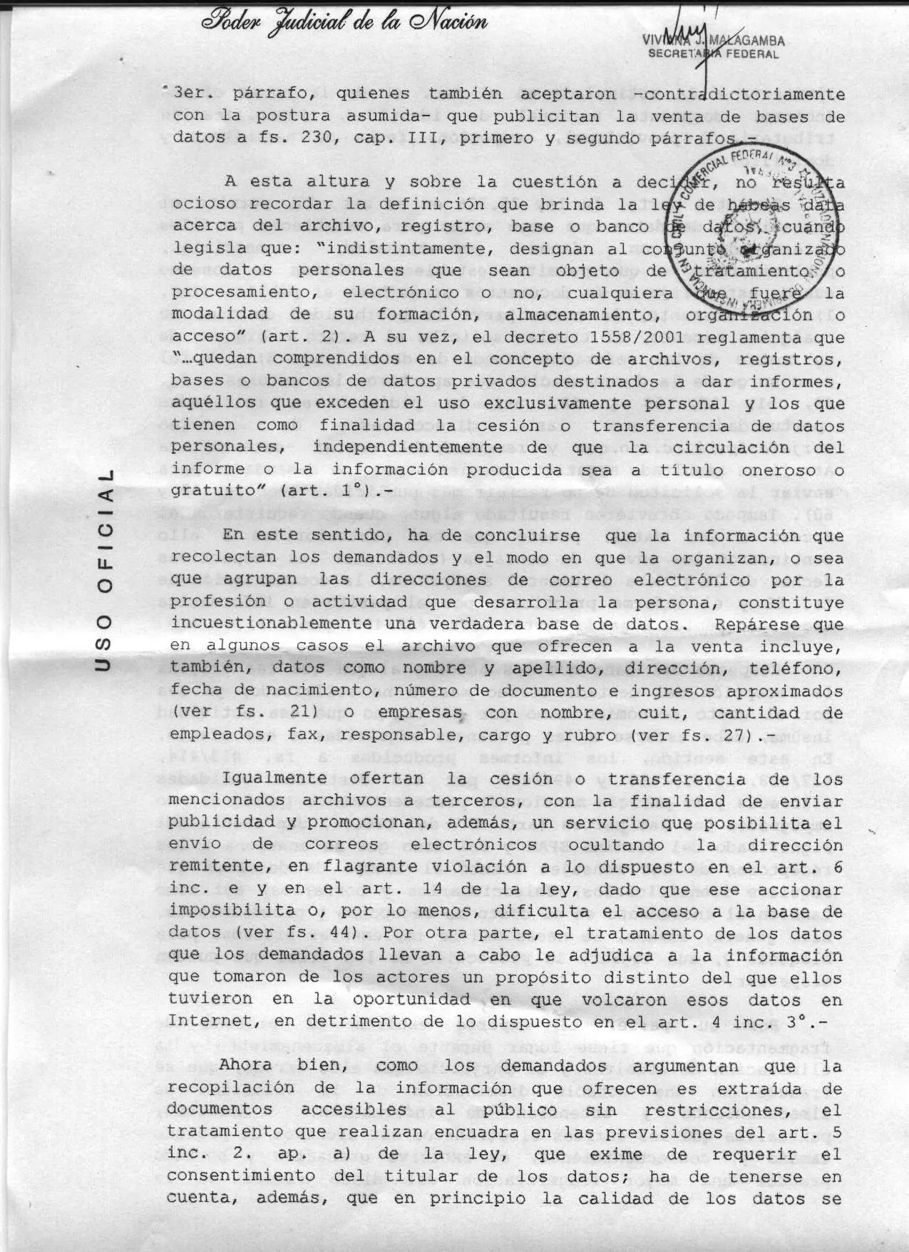 Spam en argentina, ilegal