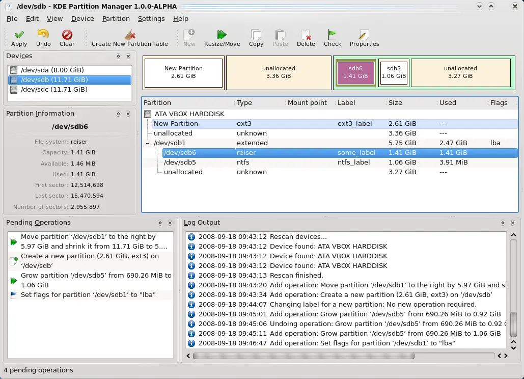 KDE Partition Manager 1.0.0
