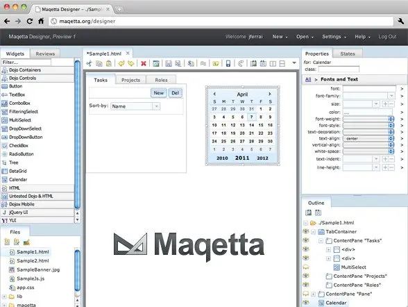 Maqetta, editor web para crear interfaces de usuario en HTML