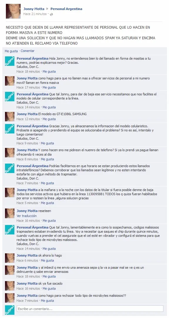 Trolleando a Personal