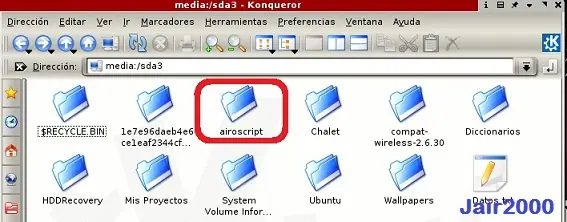 Cambiar carpeta capturas airoscript wifiway(usb)