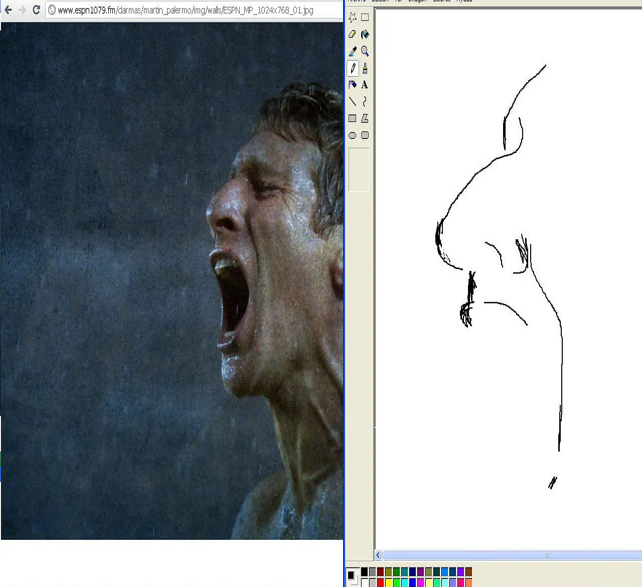 Martin Palermo dibujado en paint, paso a paso