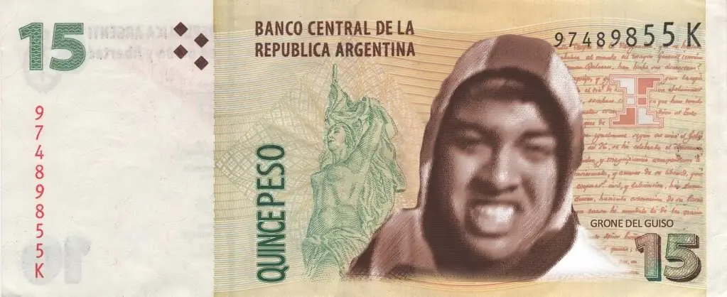 El verdadero billete de quince peso (15 pesos) ALTO GUISO