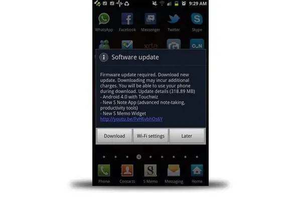 Actualización del Samsung Galaxy Note a Android 4.0