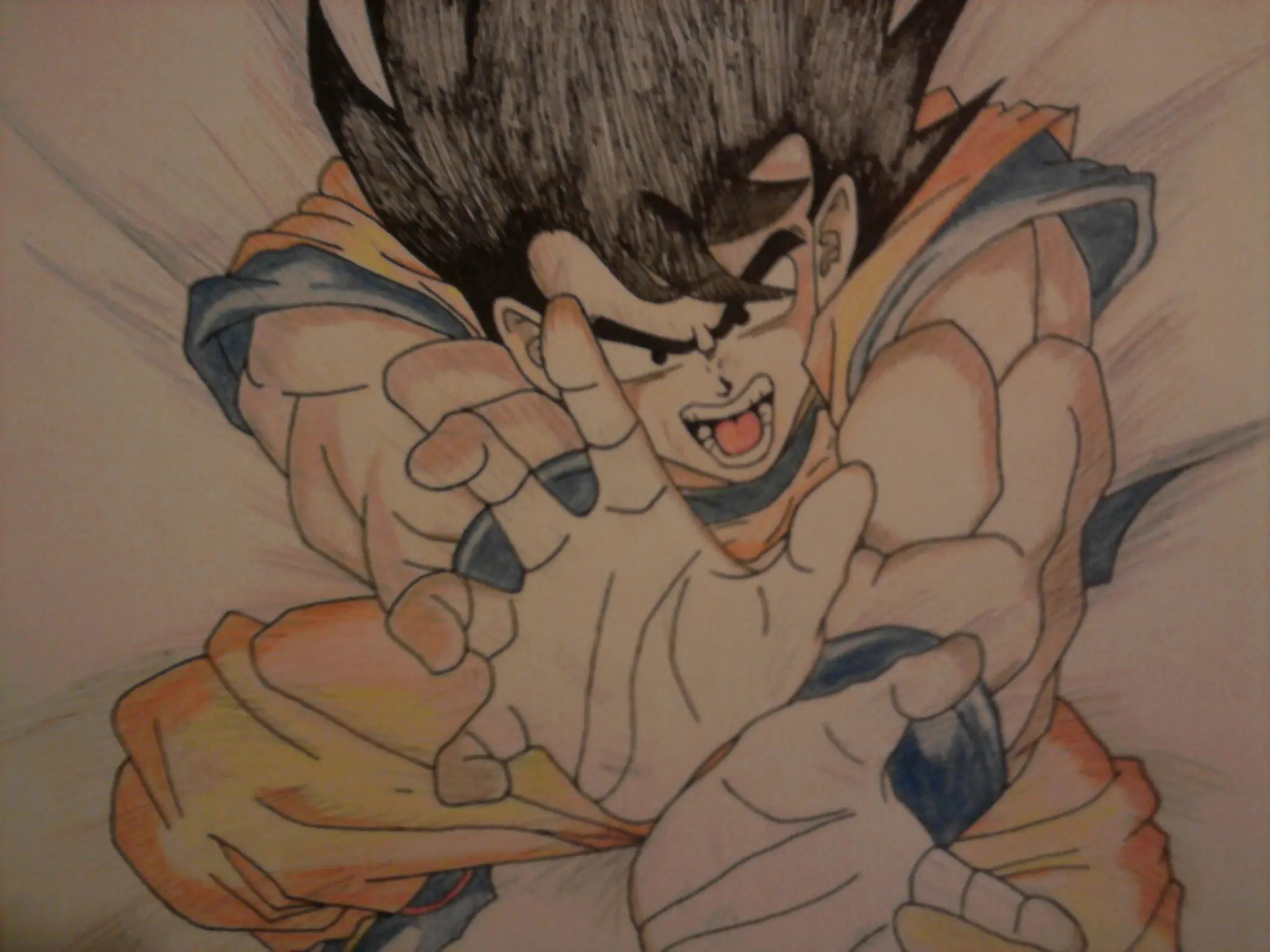 Dibujo de goku - kame hame ha