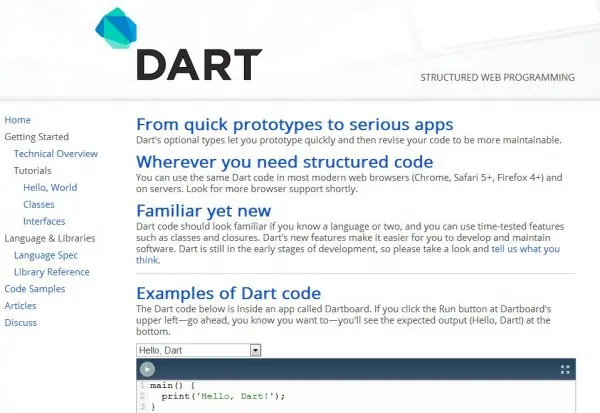 Dart el lenguaje de programación de google, y su maquina vi