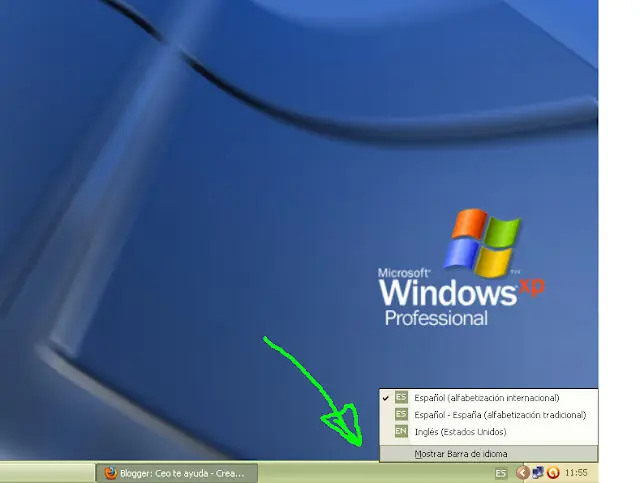 Quitar la barra de idiomas de Windows XP